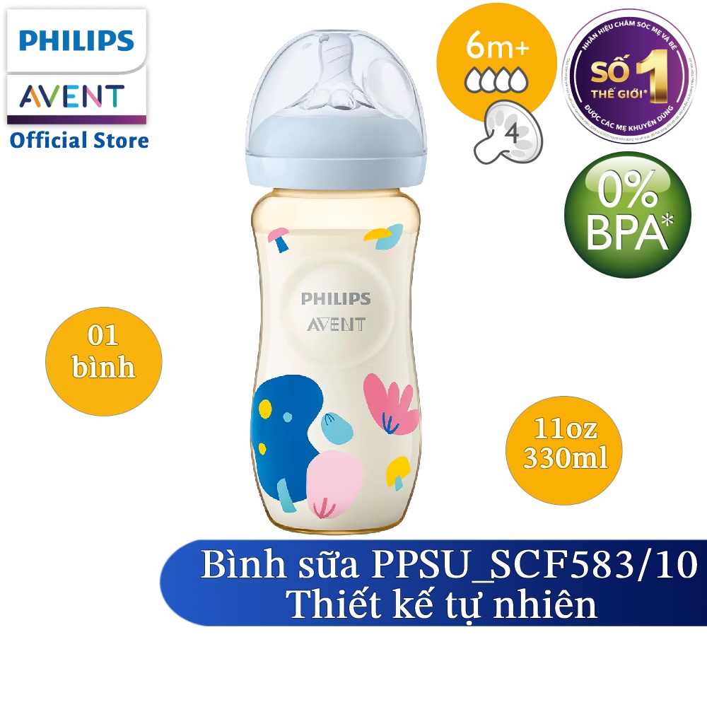 Philips Avent Bình sữa PPSU thiết kế tự nhiên cho trẻ từ 6 tháng tuổi