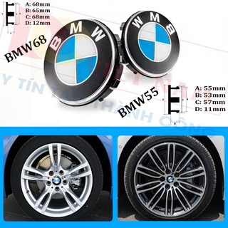 Logo chụp mâm, ốp lazang bánh xe ô tô BMW: đường kính 68mm và 55mm, chất liệu nhựa ABS cao cấp