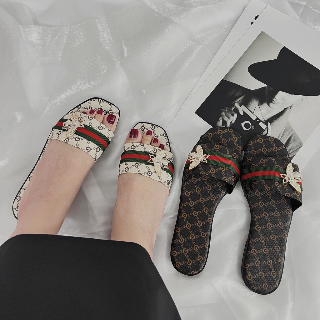 Dép lê Nữ quai Ngang Guci Ong Hàng đẹp, đủ size Ảnh thật Y hình Shop miqu.buotique
