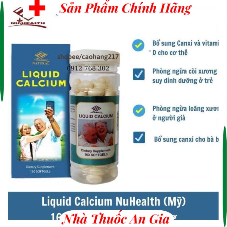 Viên uống canxi chống loãng xương– LIQUID CALCIUM Nuhealth (Mỹ) 160 viên bổ sung canxi và vitamin D3 chính hãng h h b