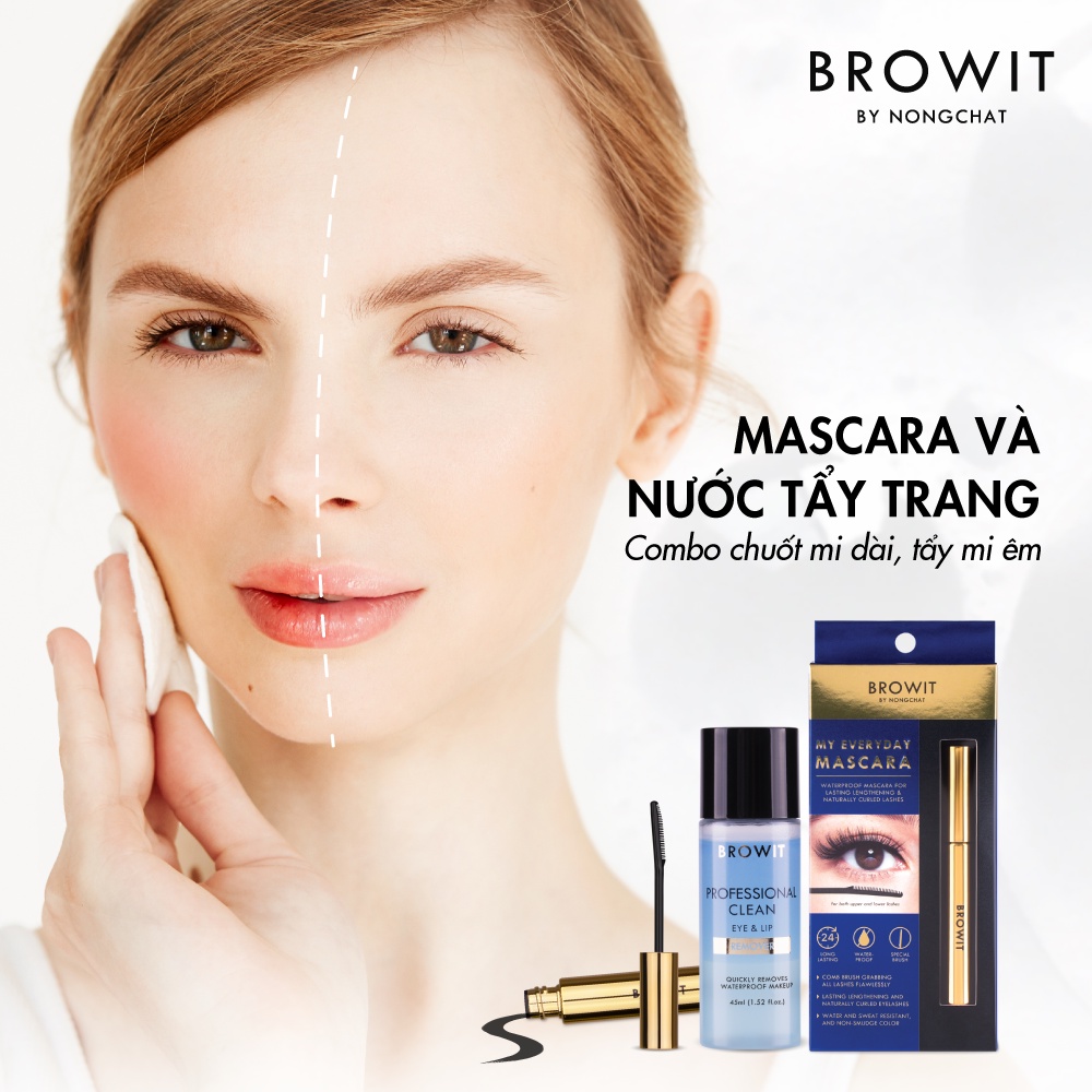 Combo Trang Điểm Mascara Nongchat My Everyday 5.5g và Nước Tẩy Trang Browit Professional Clean Eye & Lip Remover