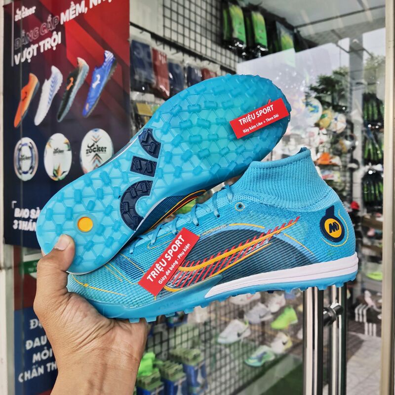 giày đá bóng mercurial superfly 8 elite TF cao cổ ( Xanh dương)