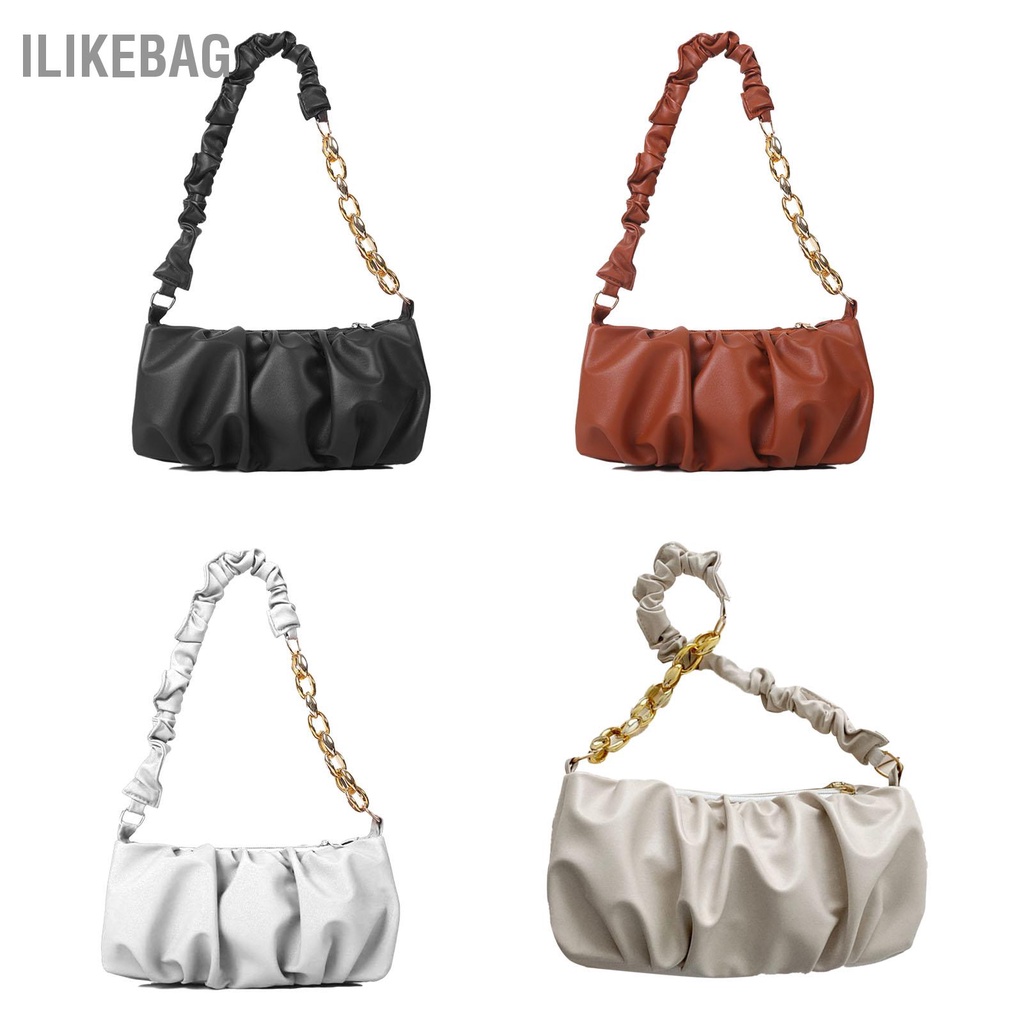 Có thể bán buôn Túi Đeo Vai Nữ Xếp Ly Độc Đáo Thiết Kế Dây Nửa Chuỗi Tinh Tế Cá Tính Cầm Tay Sát Nách Ilikebag Hàng giao ngay