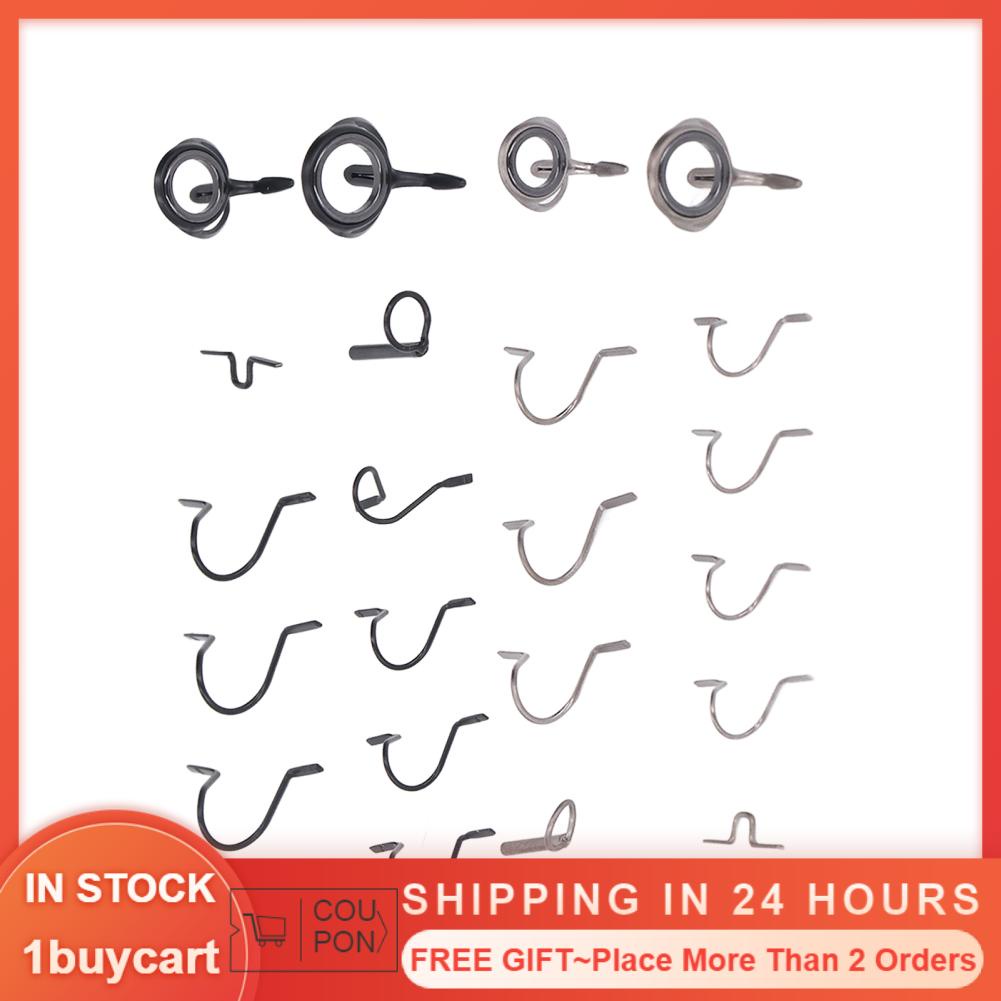 1buycart 11PCS Fishing Rod Eye Guide Suit Galvanized Stainless Steel Tip Kit Fly Ring Accessories