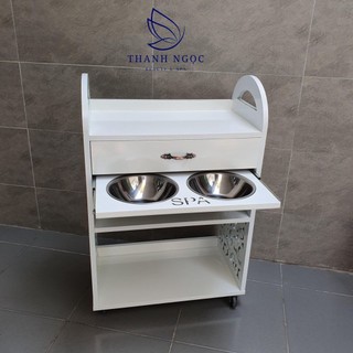 XE ĐẨY SPA GỖ CÓ NGĂN ĐỂ BÁT NƯỚC