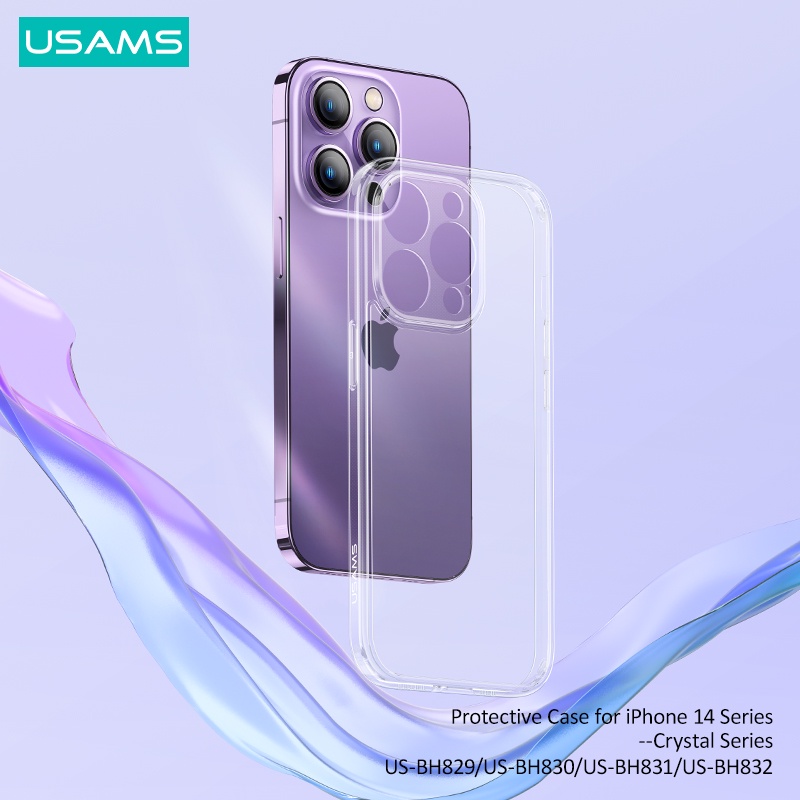 Usams Ốp Điện Thoại Silicone Mềm Trong Suốt Chống Sốc Cho iP14 Pro Max Plus