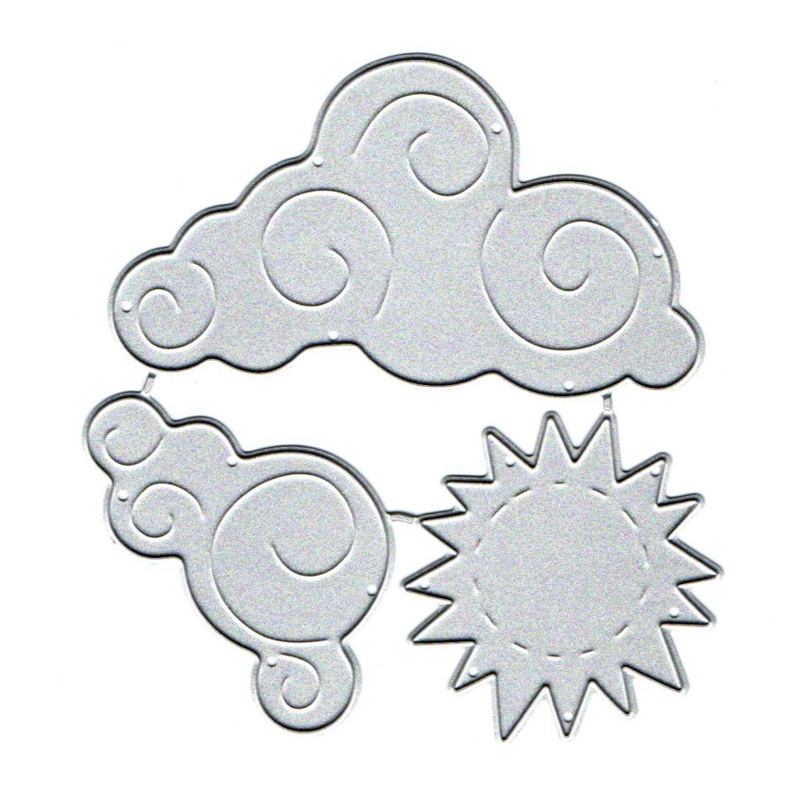 Khuôn Cắt Giấy Kim Loại Hình Mặt Trời Và Đám Mây