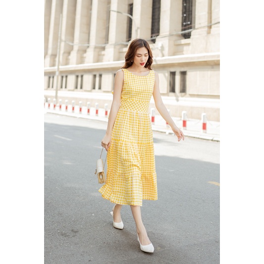VANIA - Đầm caro nhún 3 tầng D2123