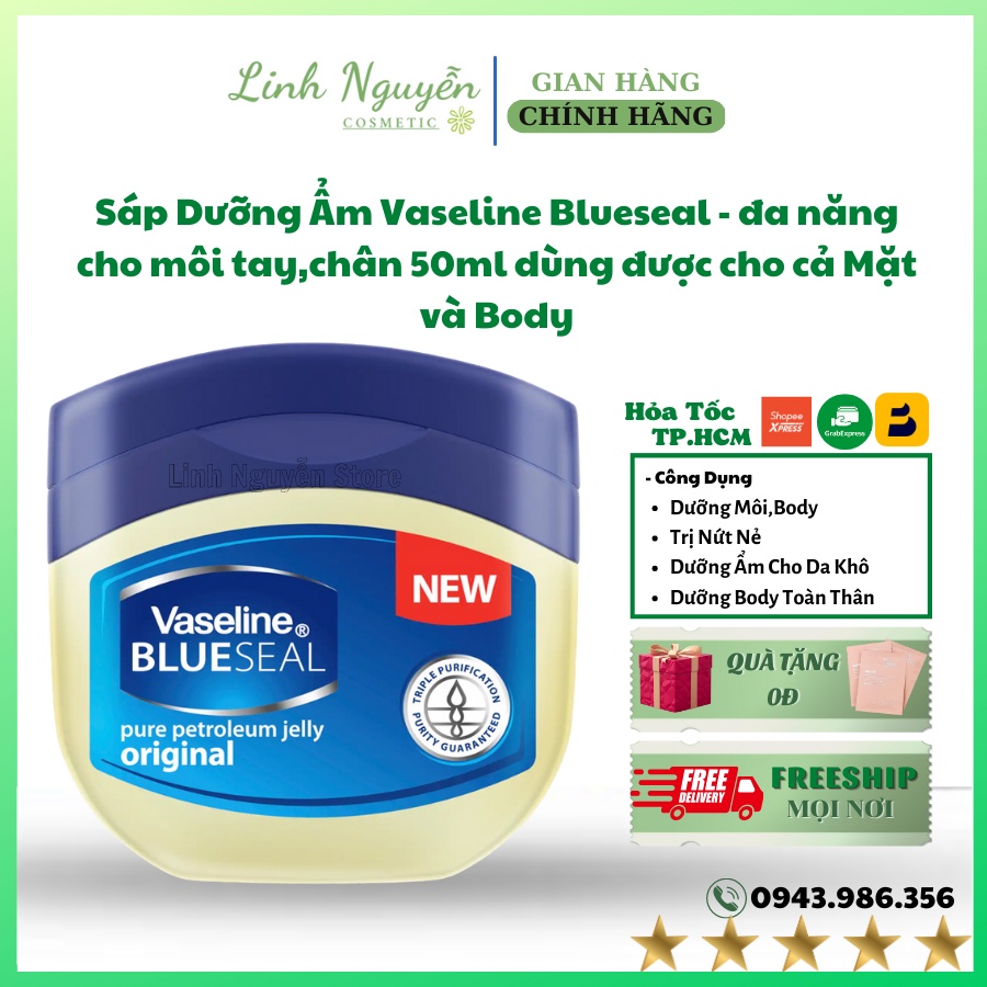 Sáp Dưỡng Ẩm Vaseline Blueseal - đa năng cho môi tay,chân 50ml dùng được cho cả Mặt và Body