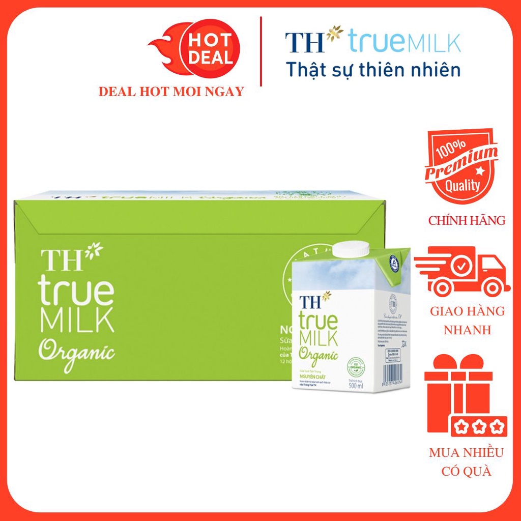 Thùng 12 Hộp Sữa Tươi Hữu Cơ TH True Milk Organic 500ML/Hộp