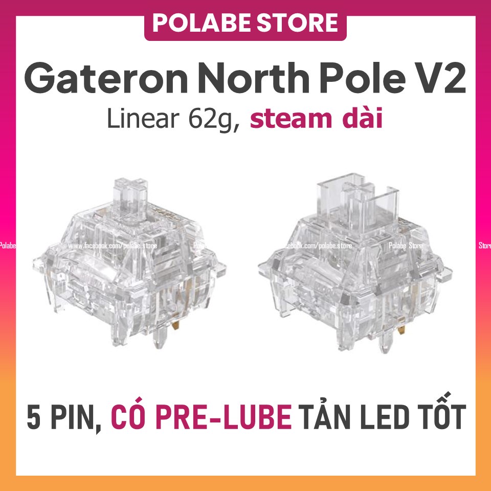 Công tắc GATERON NORTH POLE v2 linear switch bàn phím cơ Gat switch bản mới tản led tốt - Polabe Store