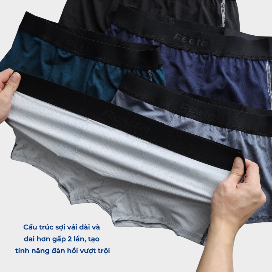 Quần lót nam Boxer cao cấp chính hãng REETA, thiết kế vải lỗ kim siêu thoáng khí, kháng khuẩn - A1888