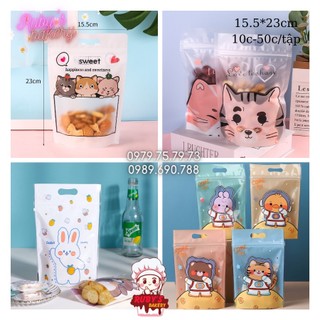 Set 10 chiếc _ túi zip đựng kẹo bánh 15.5x23cm / túi zip nhiều mẫu