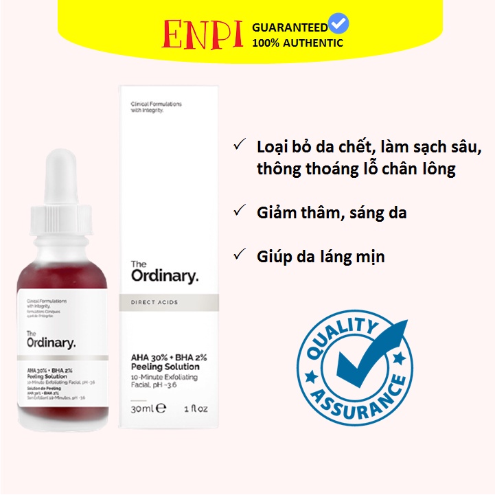 Tinh Chất Peel da The Ordinary AHA 30%+BHA 2% Peeling Solution 30ml