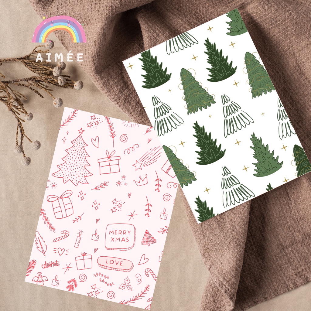 Túi giấy mini họa tiết Giáng Sinh, Noel, Christmas size 13,5*19,5 cm gói quà, đóng hàng | Aimée