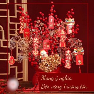 Cành đào đông đỏ cành đào cherry trang trí nhà cửa