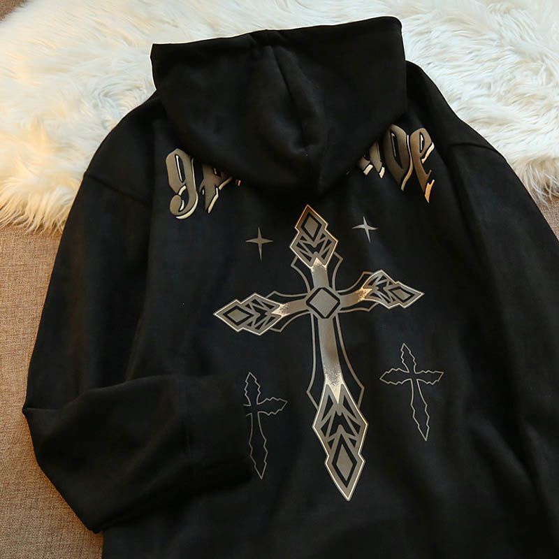 ️ Áo Hoodie Cotton Dáng Rộng Phong Cách hip hop Đường Phố Mỹ Cho Nam Nữ