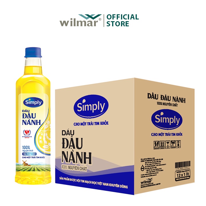 Combo 2 Chai dầu ăn đậu nành Simply 1 lít - hàng chính hãng