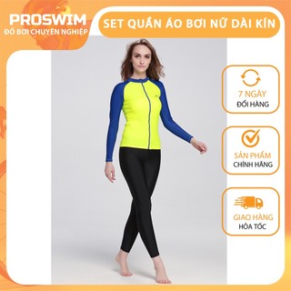 Set 2 món đồ bơi nữ áo dài tay quần dài kín đáo chống nắng chống uv chính hãng sbart
