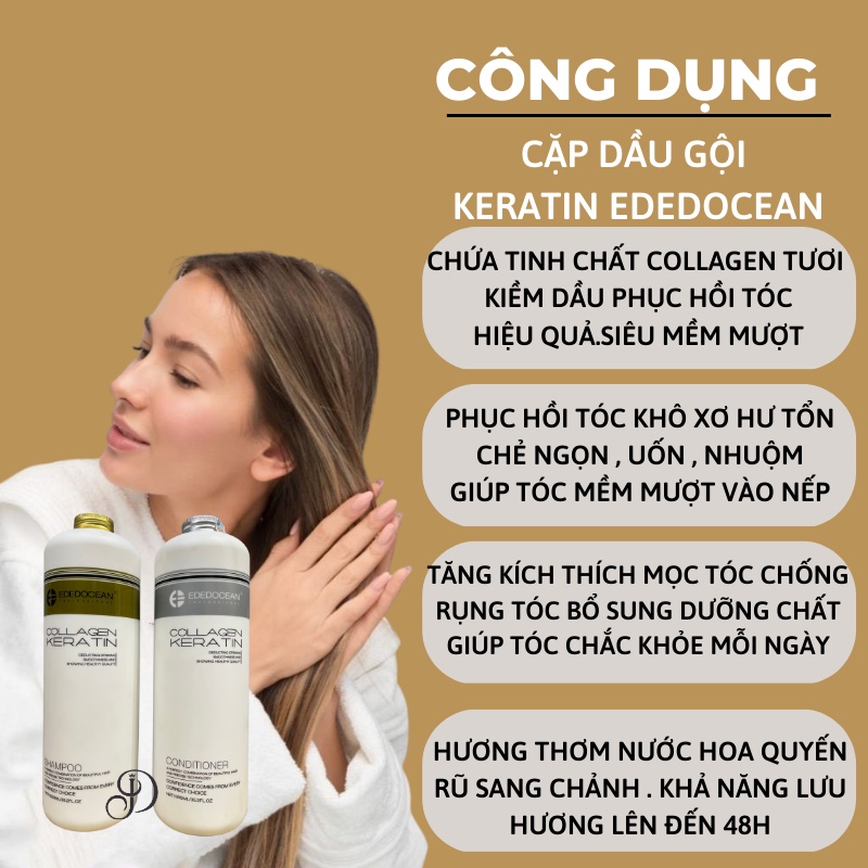 Cặp Dầu Gội Keratin EDEDOCEAN 1000ml * 2 Kiềm Dầu Phục Hồi Tái Tạo Cấu Trúc Tóc Siêu Mềm Mượt | Calla Official