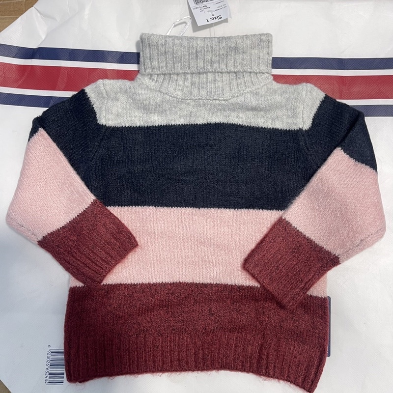 Áo len bé gái AK 1-8 tuổi  cổ gấp dài len bông xuất dư 1222