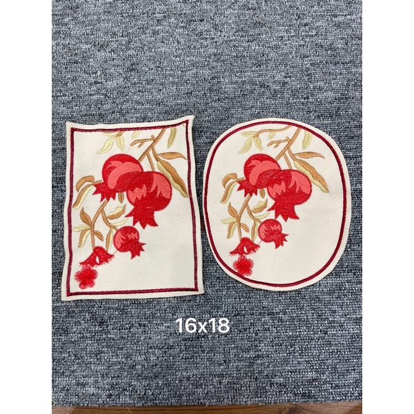 Patch vải ủi nhiệt hình thêu tròn quả lựu hình chữ nhật quả lựu