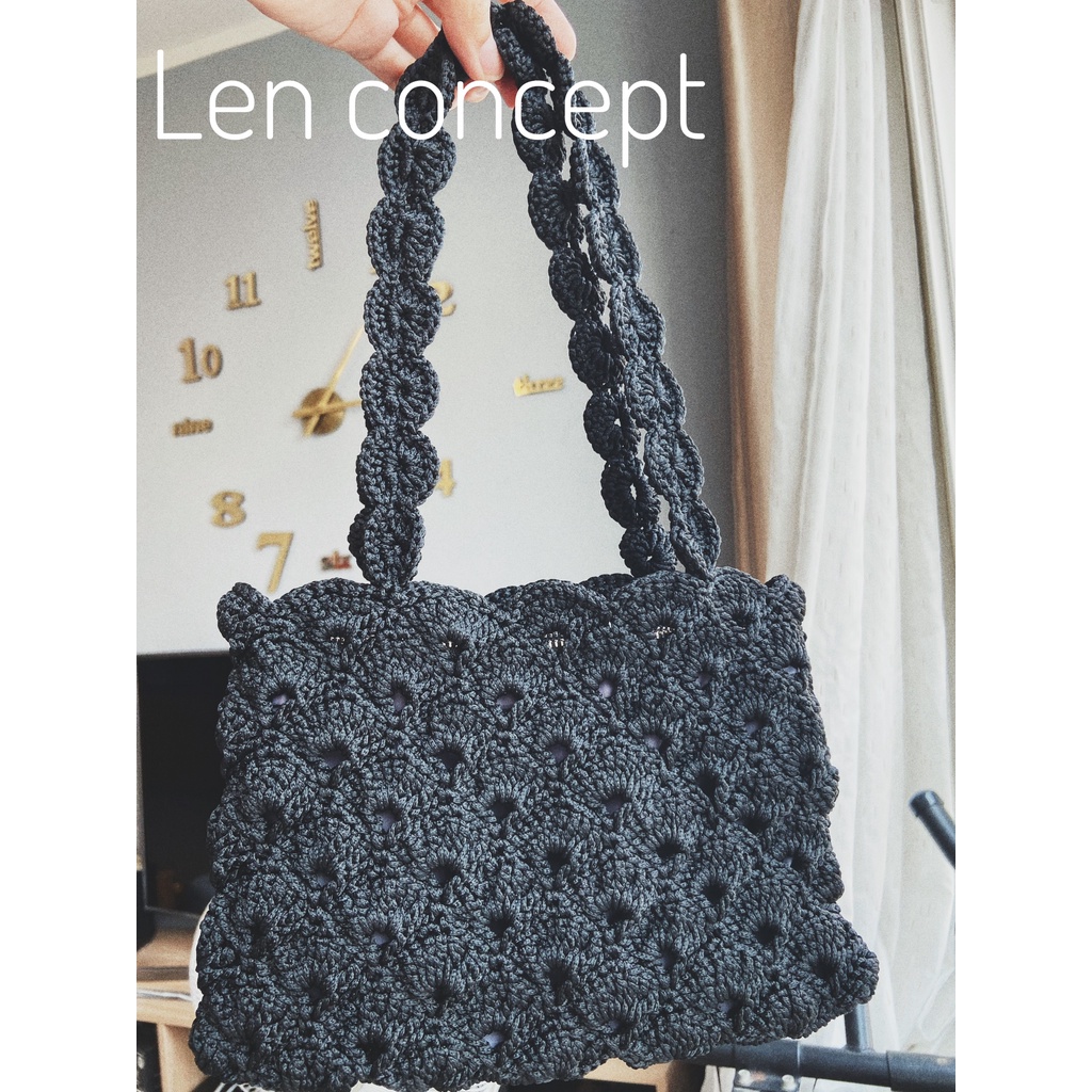 Túi len - họa tiết rẽ quạt siêu cute - HANDMADE 100%