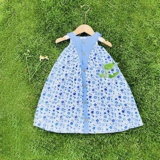 Đầm cho bé gái dún dọc chất thô cotton thoáng mát, 2 màu