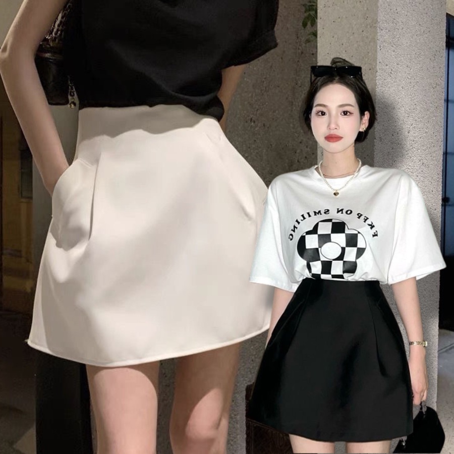 Chân Váy Chữ A Dáng Phồng Chất TAFTA Cao Cấp-Váy Công Sở Nữ Cạp Lưng Cao Phối Túi Thật 2 bên GOM