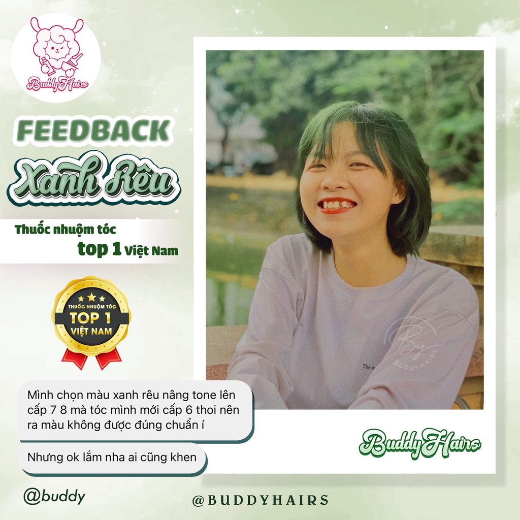 Thuốc nhuộm tóc màu XANH RÊU, thuốc nhuộm tóc cao cấp, kem nhuộm tóc tại nhà Buddyhairs tặng kèm dụng cụ