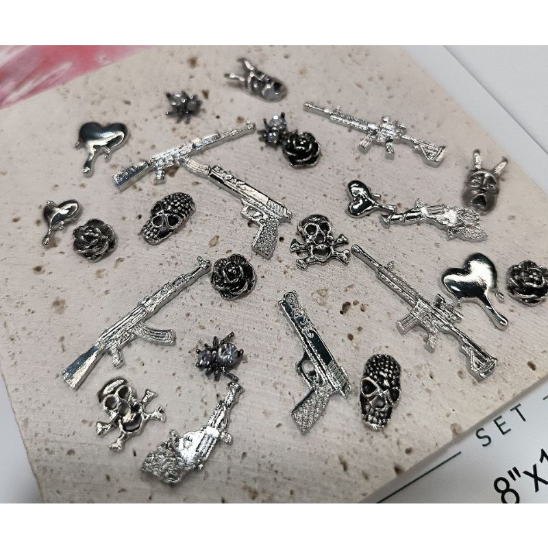 Charm hoa,charm thỏ,sung,nhện,bàn tay sương khớp gắn trang trí móng tay