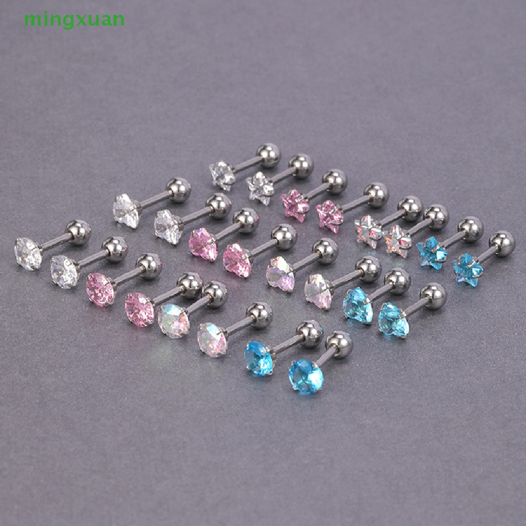 1 Đôi Khuyên Tai Bằng Thép Không Gỉ Đính Đá Zircon Thời Trang
