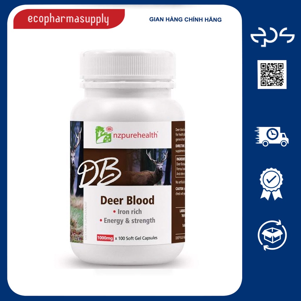 Nzpurehealth Deer Blood - Viên bổ máu, bổ sắt từ Máu hươu(100 viên)