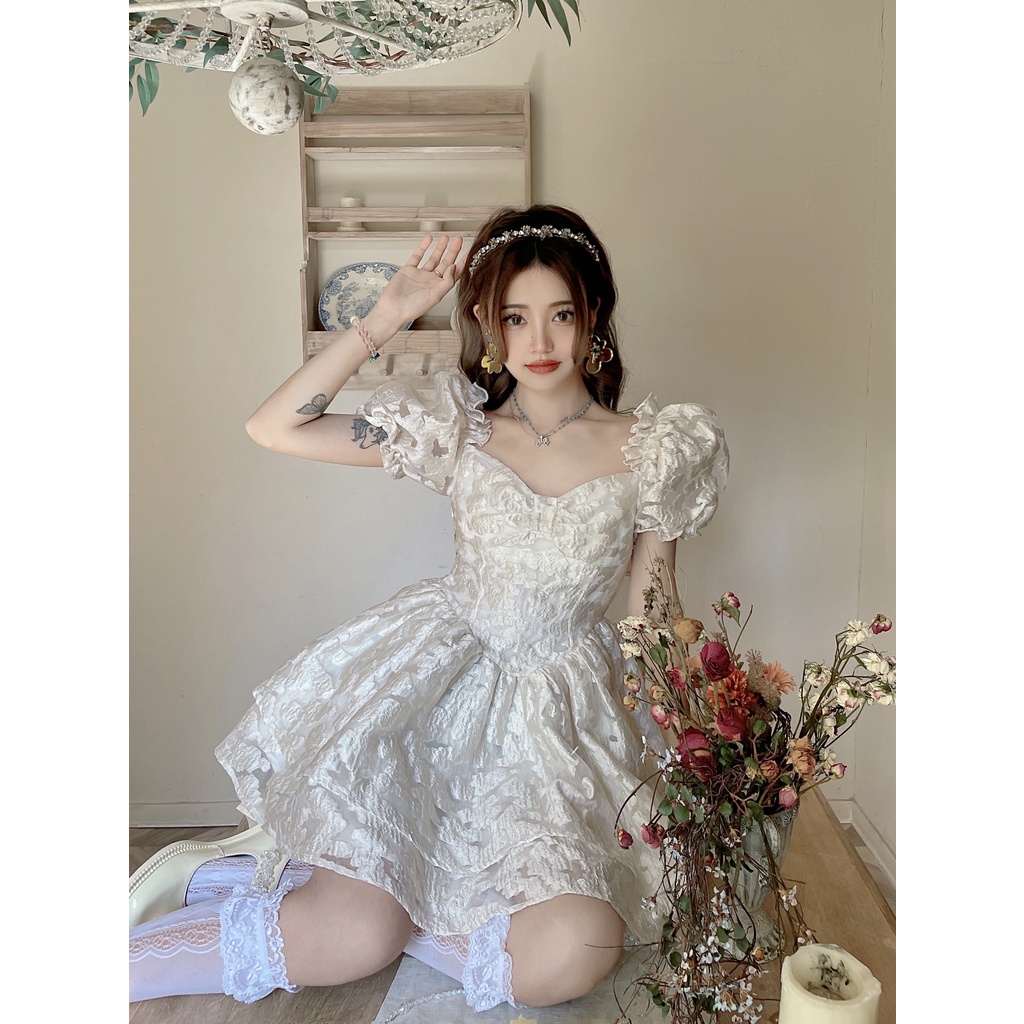Đầm công chúa tay phồng, váy công chúa tay phồng dành cho nữ đi chơi, đi chụp ảnhh ko ô