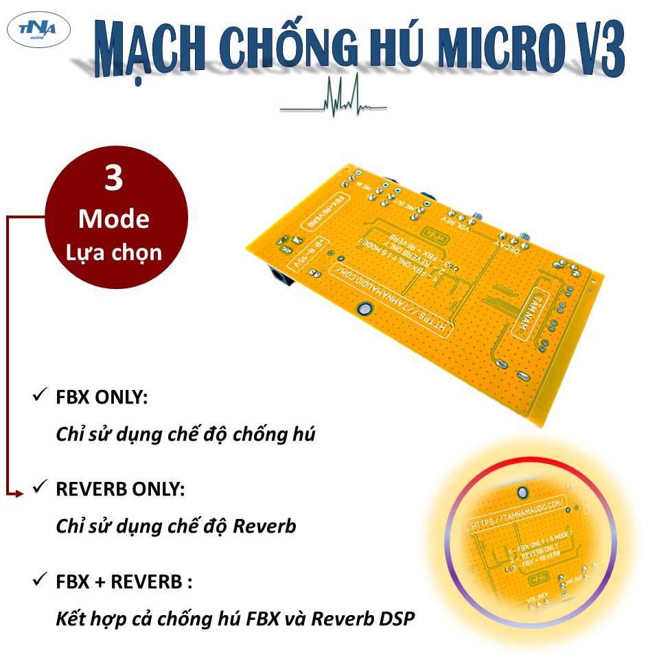 Bo Chống Hú Micro Có Reverb V3 Mới Nhất 2023 | Hộp Chống Hú Reverb V3 Tâm Nam