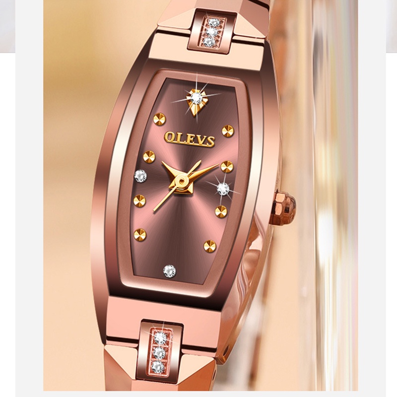 Đồng hồ nữ Olevs thời trang mặt nhỏ hình bầu dục dây đeo thép vonfram chống nước 30m, đường kính 15mm,thời trang công sở