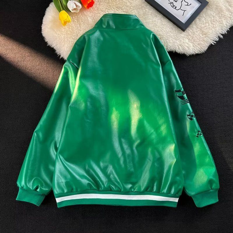 Áo Khoác Da In Chữ Magee Trẻ Trung Thời Trang Thu Đông Cho Nam