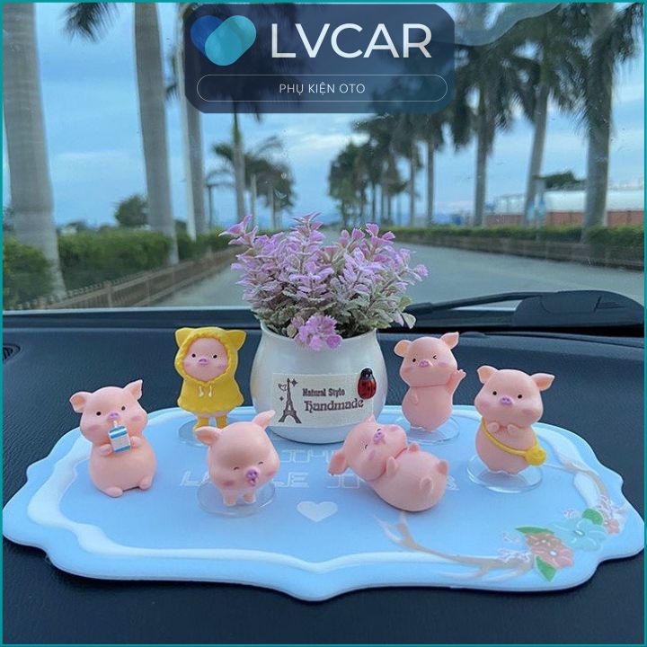 6 chú heo trang trí taplo xe dễ thương