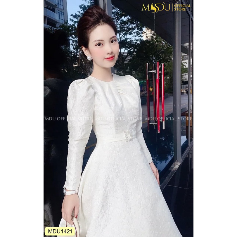 Váy thiết kế chất tafta gấm Nhật cao cấp sang chảnh MDU1421- MDU COLLECTION