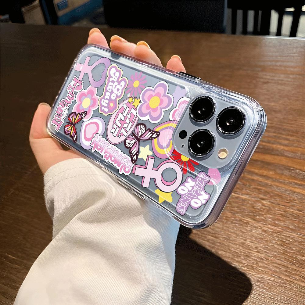 Ốp Điện Thoại Trong Suốt Họa Tiết Hoa / Trái Tim Dễ Thương Cho iphone 14promax 11 13 12 7Plus 7 X XS Max