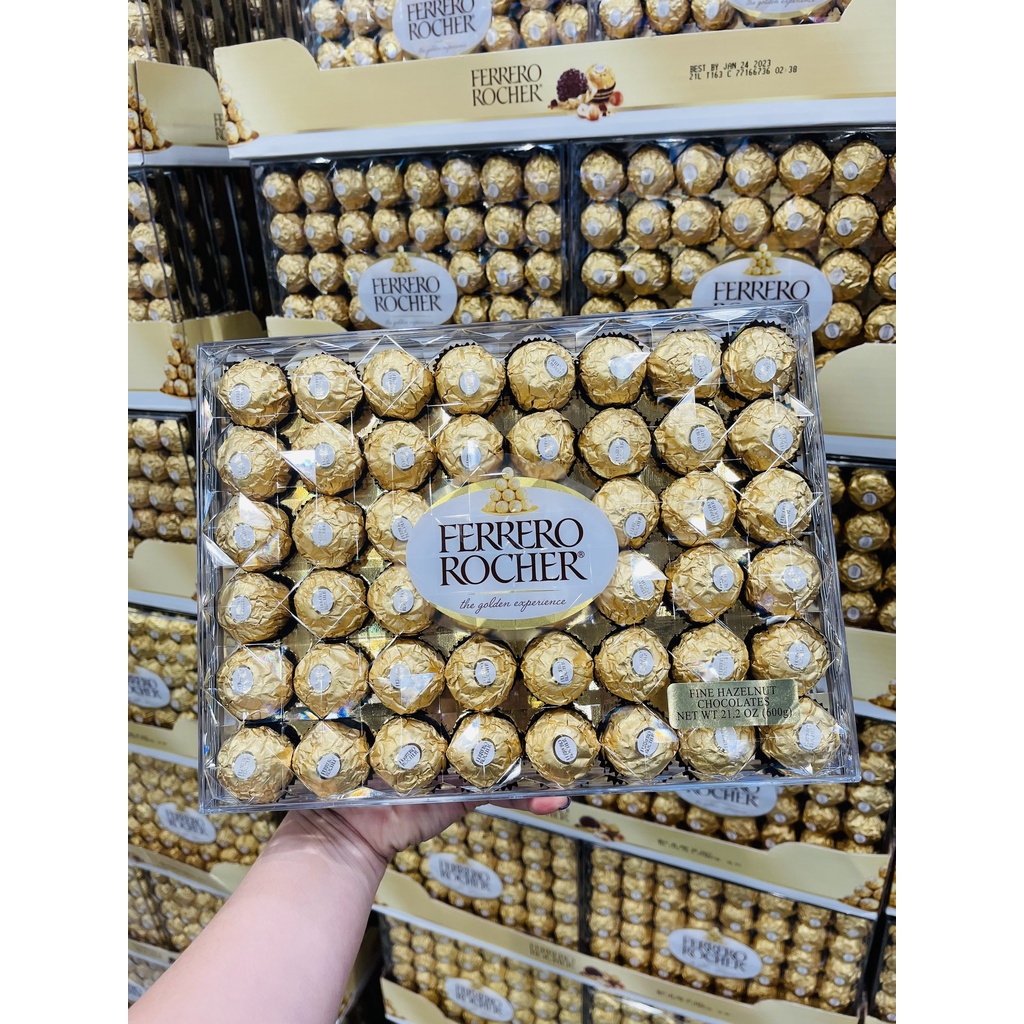 Socola Ferrero Rocher nhân hạt dẻ Chocolate hazelnut 48 viên [Hàng Chuẩn Bay Air]