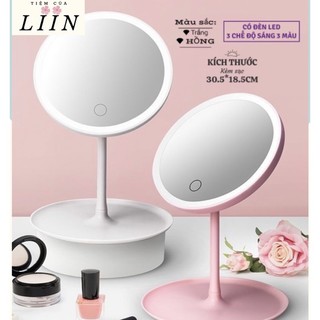 Gương trang điểm để bàn có đèn Led cảm ứng 3 chế độ ánh sáng