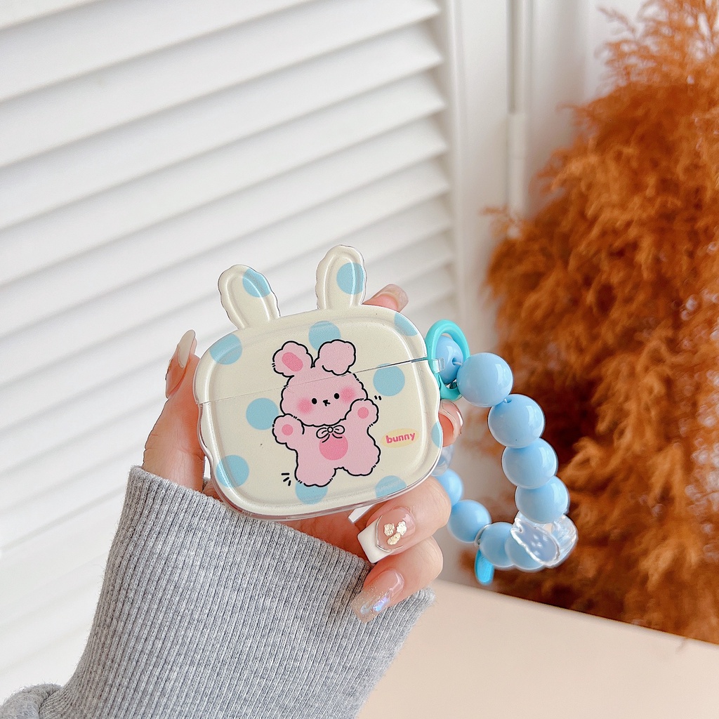 Vỏ Bảo Vệ Hộp Sạc Tai nghe không dây AirPods 1 / 2 3 Pro2 2022 Bằng Tpu Mềm Trong Suốt Hình Thỏ 3D Dễ Thương