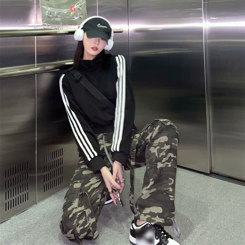 IELGY  Áo Khoác Màu Đen Dáng Ôm Phối Khóa Kéo Thời Trang Cho Nữ