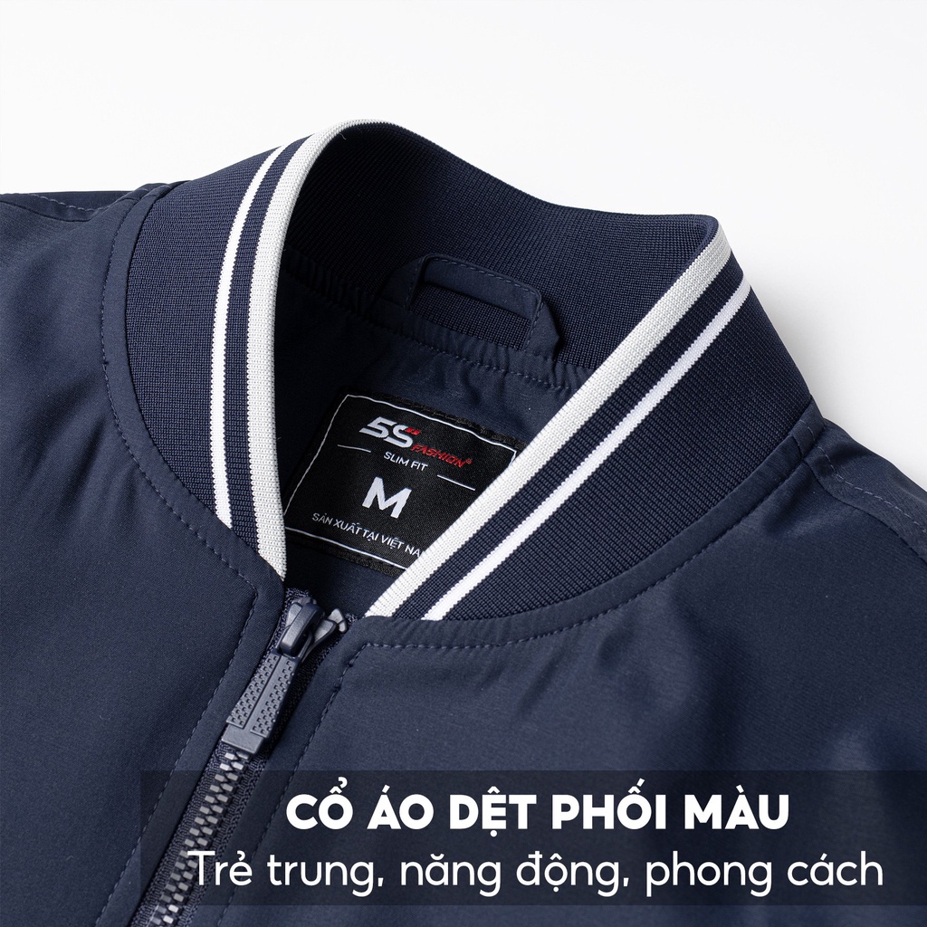 Áo Khoác Bomber Nam 5S Trượt Nước, Cản Gió, Thiết Kế Basic, Năng Động