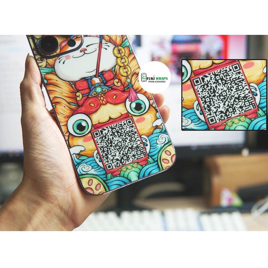 Tấm dán Skin Mặt Sau Có Mã QR In Theo Yêu Cầu FULL VIỀN 14prm,13prm , 12prm , 11prm , ip11 , ip12 , ip13 - FukiShop