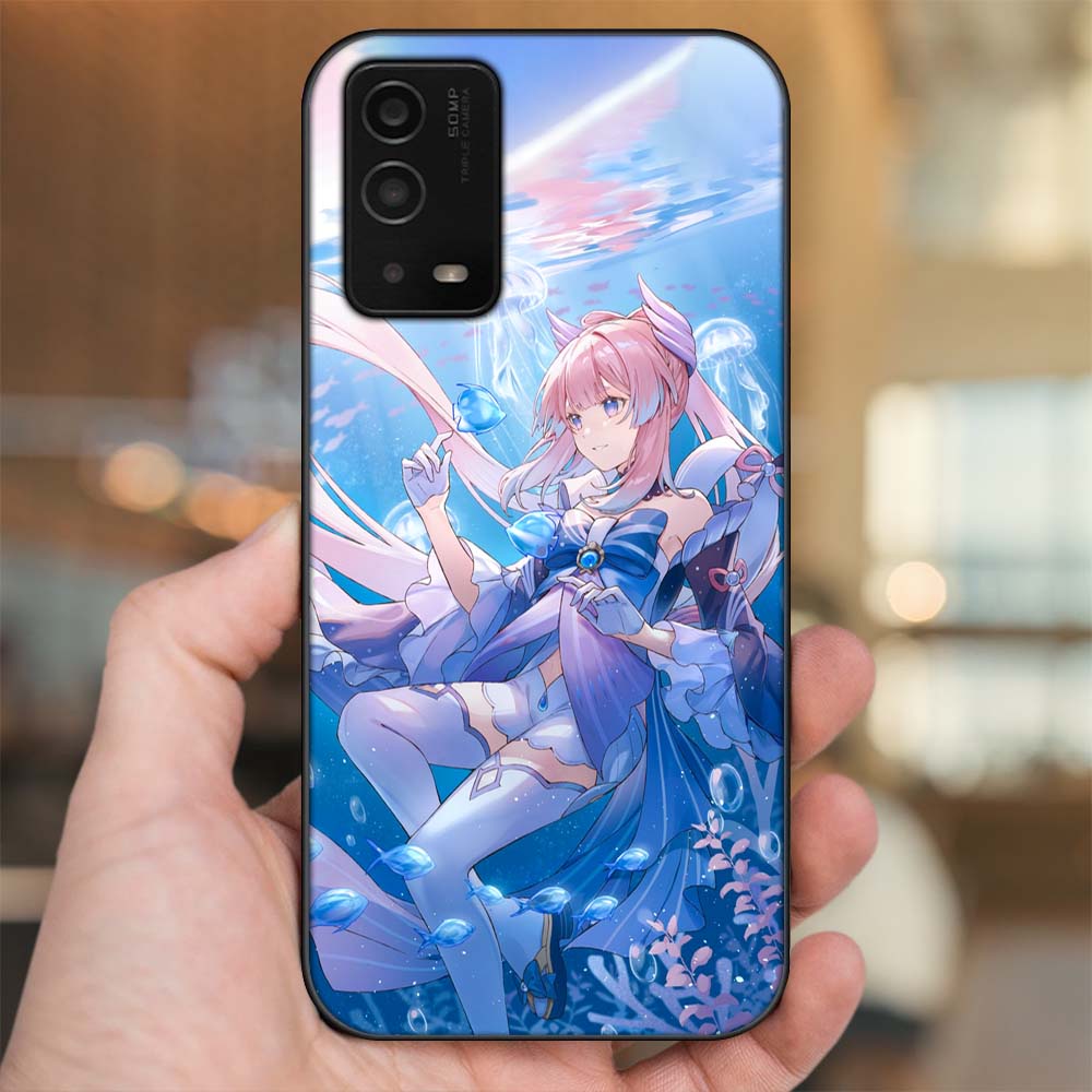 Ốp lưng Oppo A55 4G, A55 5G viền đen in hình Sangonomiya Kokomi Genshin Impact
