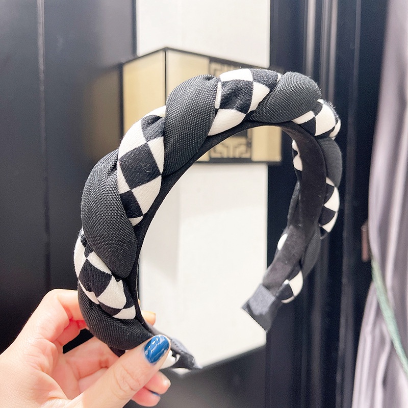 Băng Đô Cài Tóc Bằng Vải Họa Tiết Bảng Xoắn Xốp Phong Cách Âu Mỹ Cổ Điển Mới Cho Nữ