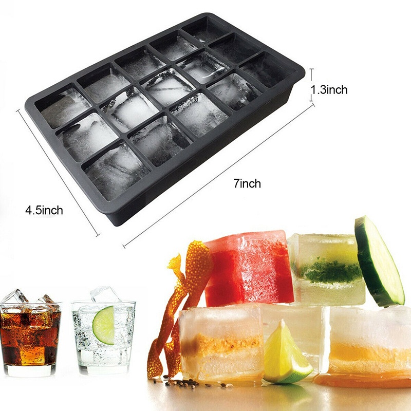 Khuôn Silicone 15 Ngăn Làm Đá Viên Hình Vuông Cỡ Lớn DIY