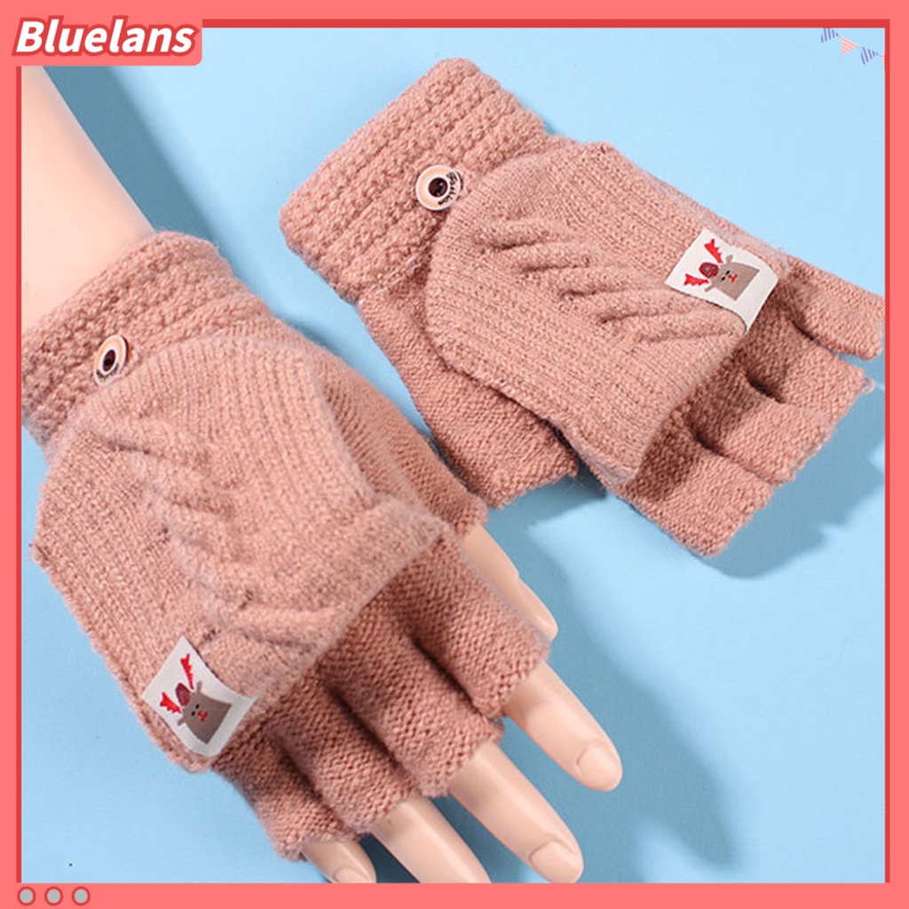 1 Đôi Găng Tay Hở Ngón Bằng Vải Dệt Kim Ấm Áp Sử Dụng Hàng Ngày